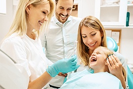 A family at the dentist office