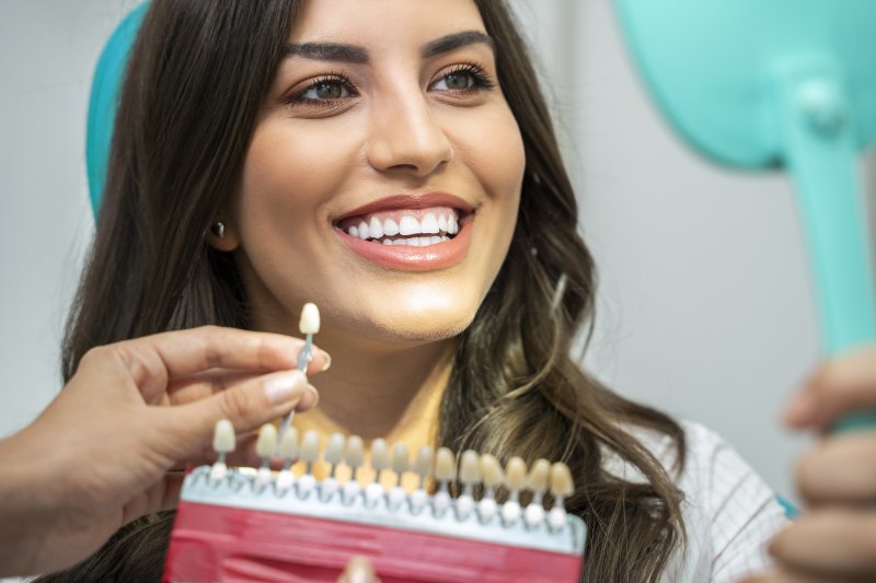 dentist color-matching dental crown