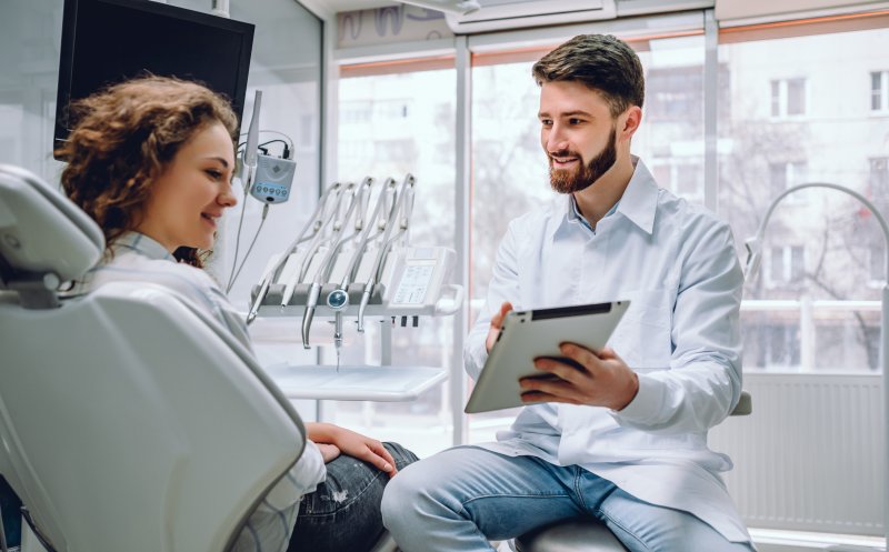 Woman at cosmetic dental consultation