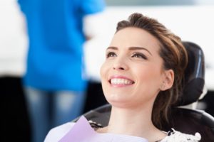 smiling woman at her dental checkup 