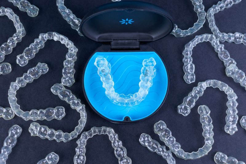 Invisalign aligner in its case