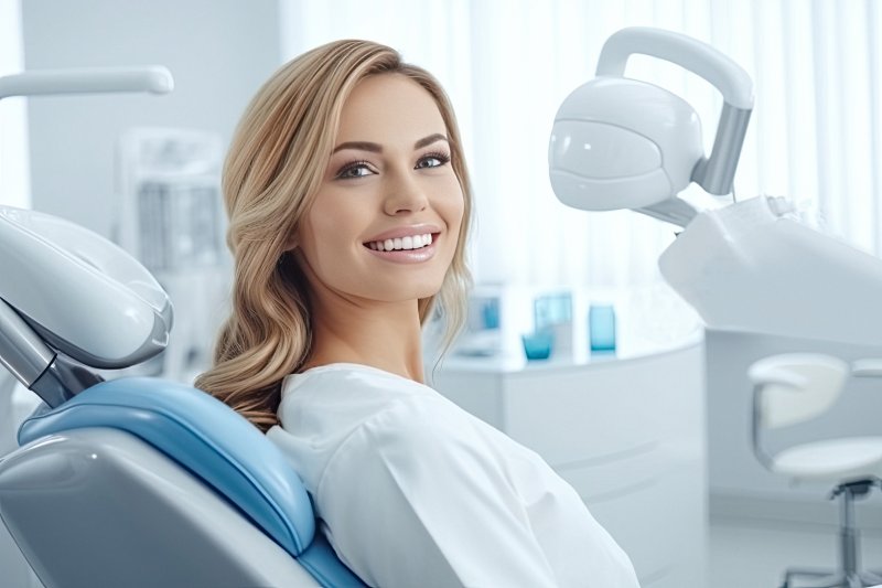 woman sitting in the dentist’s chair