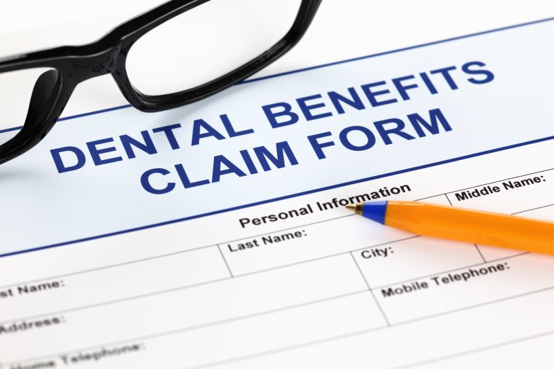 A closeup of a dental benefits claim form