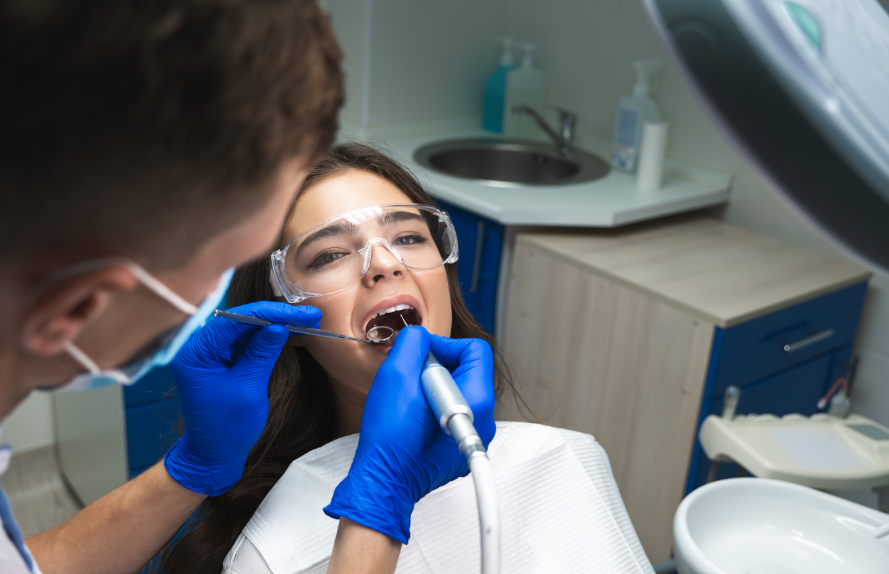 Patient undergoing dental procedure